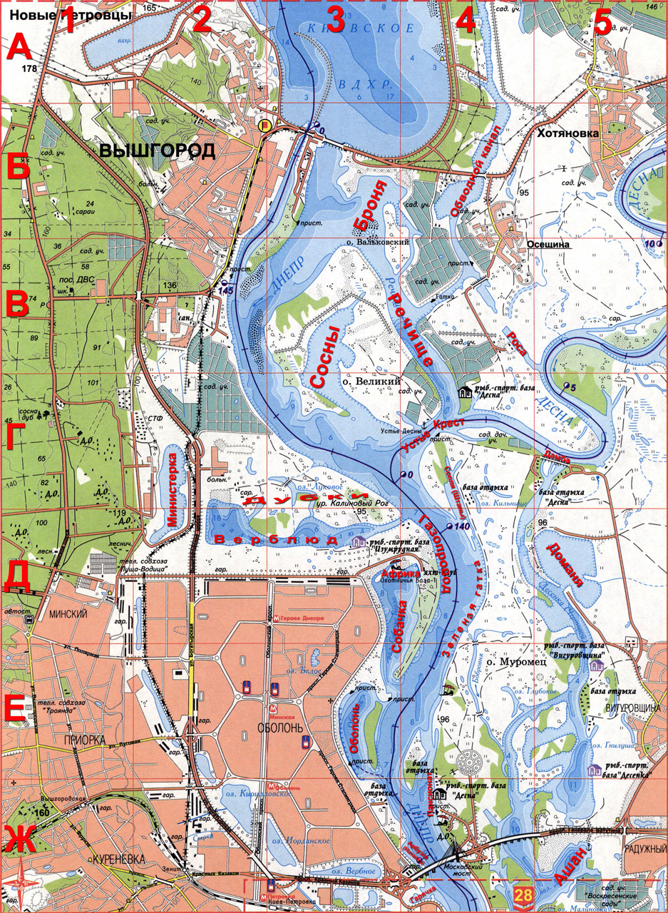 Большая карта с местами для рыбалки