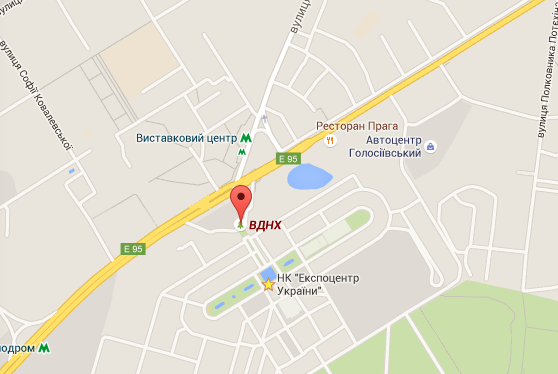 Карта проезда - Выстовочный центр ВДНХ в Киеве