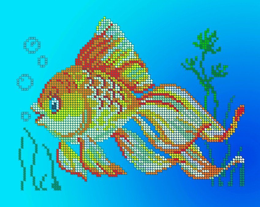 Золотая рыбка: вышивка бисером